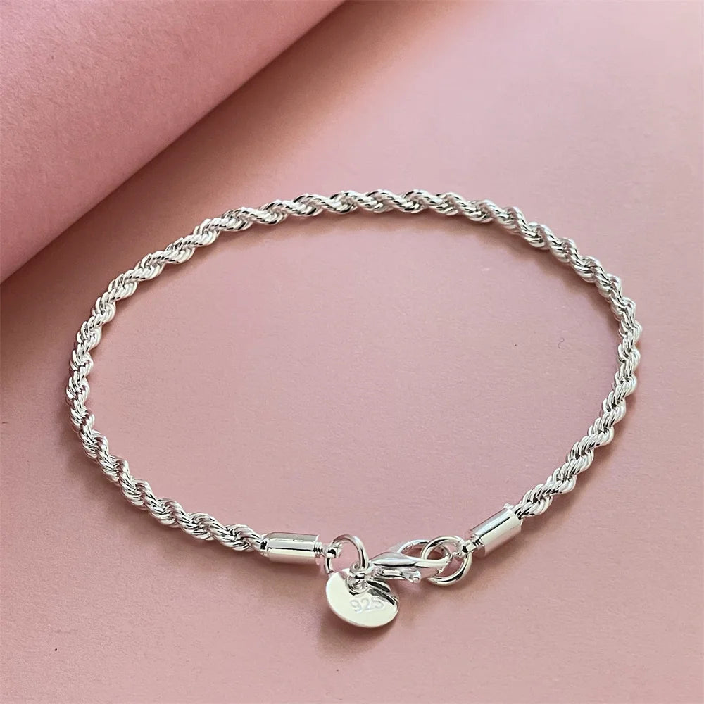 Silver Woven Rope Bracelet