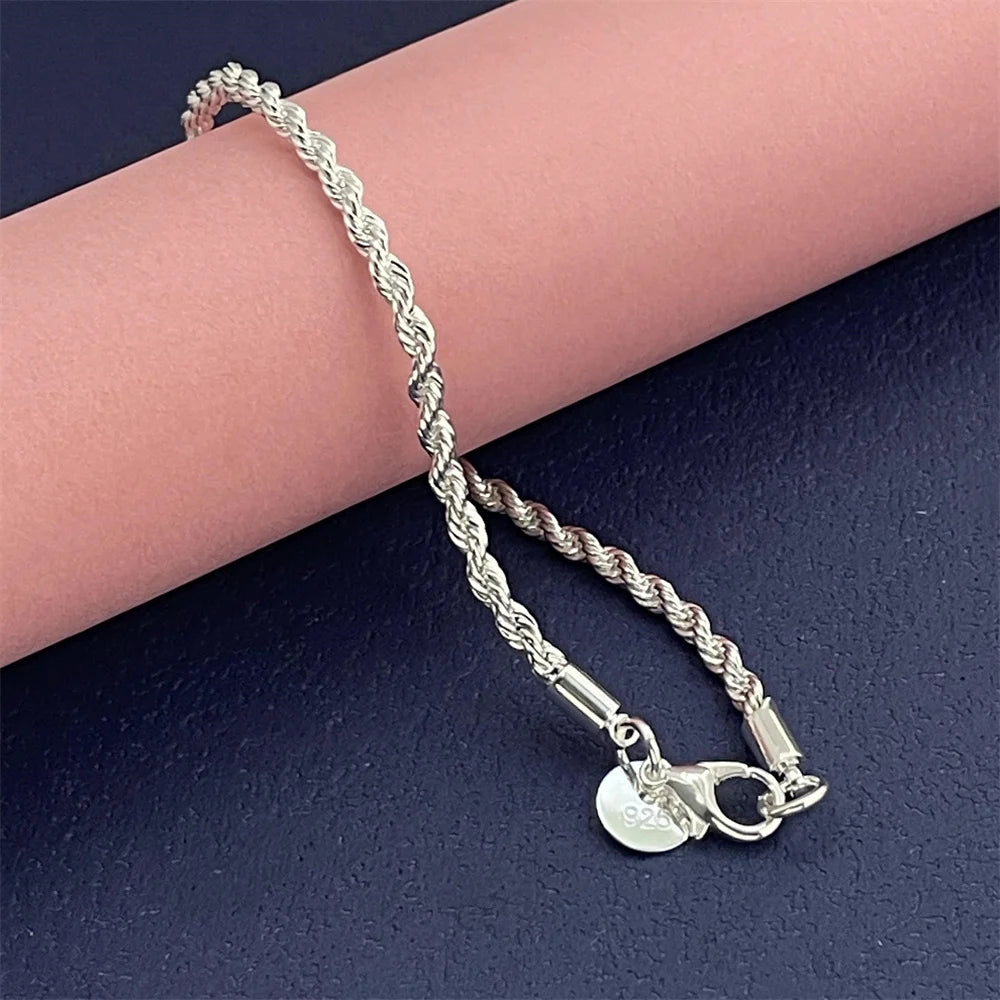 Silver Woven Rope Bracelet